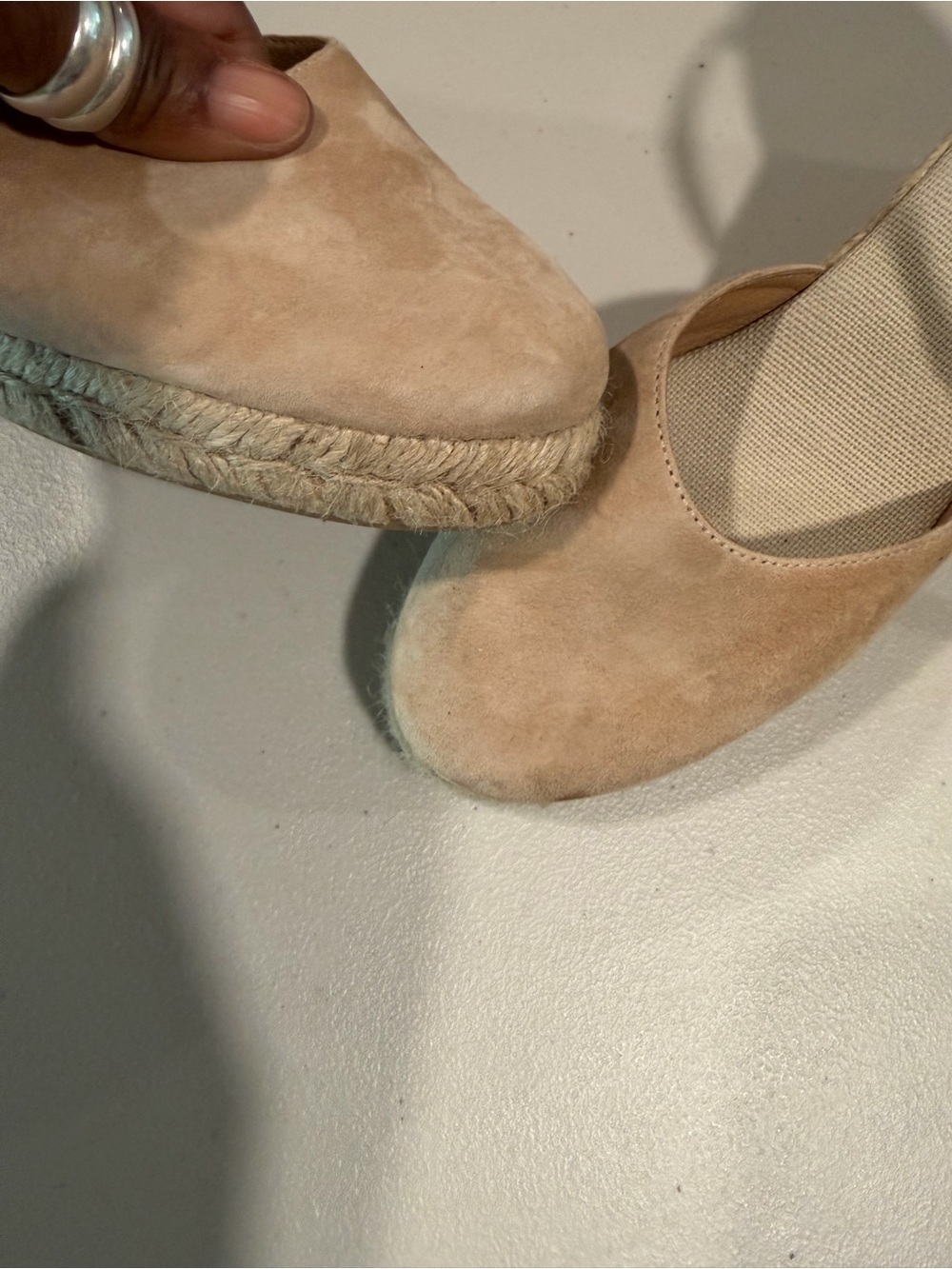 Women’s Tan Suede Espadrille Wedges - Classic Slip-On
